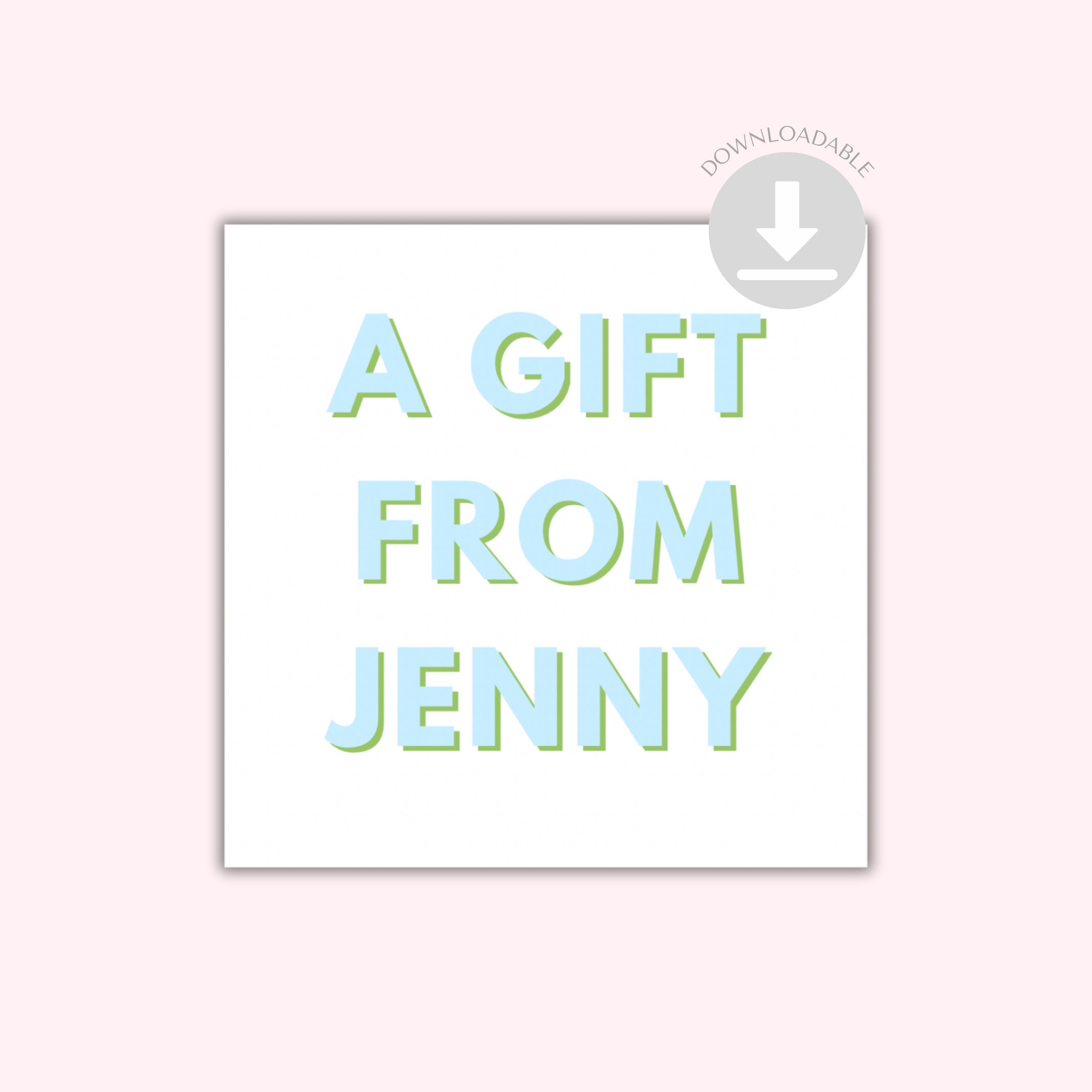 Printable Blue & Green Block Letters Gift Tag / A Gift From - Etsy