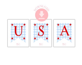 Utskrivbar USA-banderoll / Fjärde juli-festdekor / Direktnedladdning