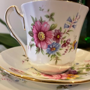 Vintage Aynsley Floral Tea Cup, Saucer & Small Plate