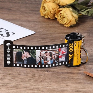 Personalisierte Foto Film Rolle Schlüsselanhänger mit Musik Code, Benutzerdefinierte 5-10 Fotos Film Rolle Schlüsselanhänger, Kamera Rolle Schlüsselanhänger, Geburtstagsgeschenk für Sie