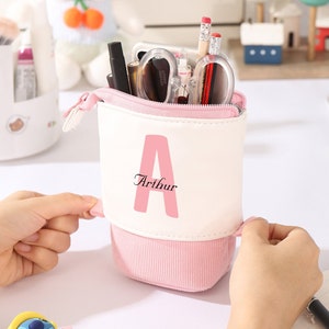 Trousse personnalisée avec prénom pour enfant, cadeau d'anniversaire personnalisé, pochette de rangement pour crayons, pochette en toile, accessoires préscolaires, cadeau de rentrée scolaire