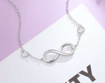 Bracelet infini personnalisé pour femme, Bracelet infini personnalisé avec noms, Bracelet éternel pour femme, Bracelet de cheville infini