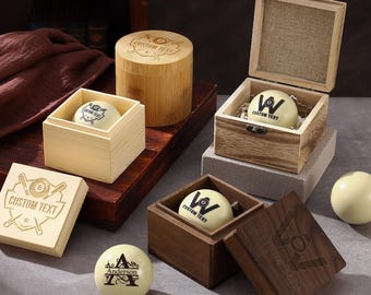 Aangepaste biljartbal met opbergdoos, gegraveerde biljartkeu, gepersonaliseerd cadeau bruidsjonker, cadeau biljarter, voorstel getuige