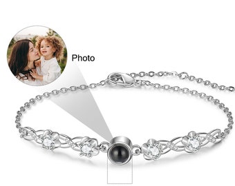 Personailzed Projection Bracelet for Mom Custom Grilfriend Bracelet with Picture Inside for Mothers' Day Gift