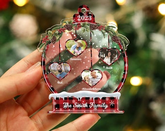 Personalized Christmas Tree Decoration,Custom Christmas Ornaments with 8 Photos,Family Picture Ornament,Christmas Gift