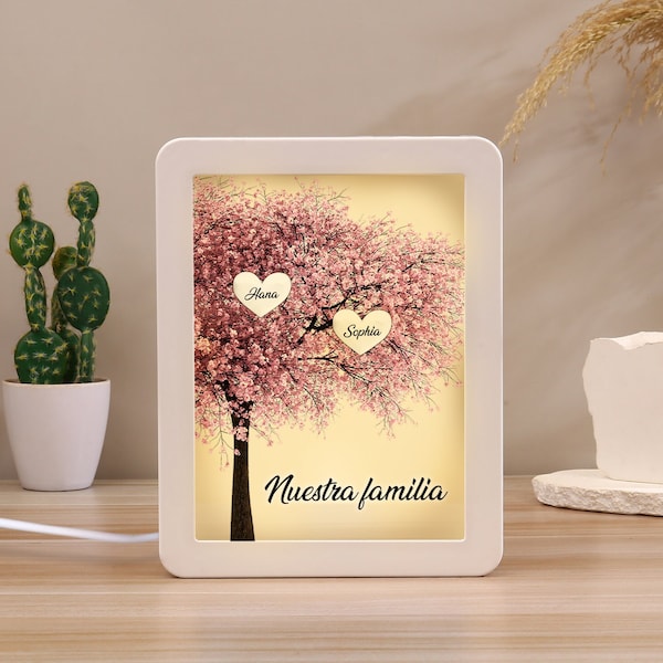 Personalized LED Light Shadow Box for Grandma,Frame with Light,Engraved Plaque for Nana,Custom Grandkid Name,Mothers Day Gift,Grandma Gift