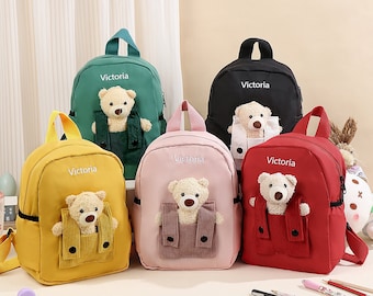 Sac à dos personnalisé pour enfant avec nom, sac à dos ours en peluche, premier sac d'école pour tout-petit, sac à dos pour jardin d'enfants, cadeau pour enfant