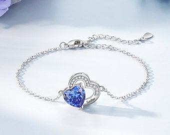 Bracelet de pierre de naissance personnalisé pour femmes, bracelets de nom personnalisés pour fille sœur meilleure amie, cadeau d’anniversaire, cadeau pour elle