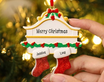 Personalized Christmas Tree Decoration, Custom 2-8 Name Christmas Stocking Ornament, Xmas Sock Bauble, Family Bauble, Christmas Gift 2024