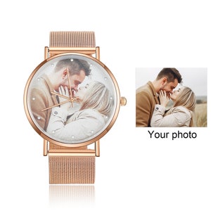 Custom Photo Watch for Women, Engraved text name watch, Personalised Engraved Photo Watch for Mother Giflfriend Wife Gift