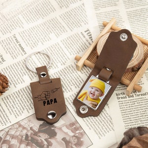 Portachiavi con foto personalizzato, portachiavi con foto nascosta, regalo per PAPÀ, portachiavi in pelle, regalo per papà