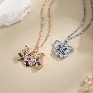 Collana con ciondolo a farfalla con foto per donna, collana con ciondolo con foto personalizzata per coppia, regalo commemorativo per lei, regalo di anniversario