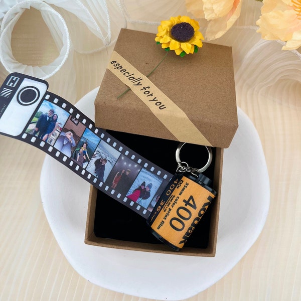 Personalized Mini Film Roll Key Chain Gift for Lover,Custom 5-20 Photos Film Roll Keychain,Memorial Photo Gift,Anniversary Gift for Her