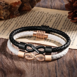 Ensemble de bracelets pour couple personnalisés assortis, bracelets à l'infini gravés pour elle et lui, cadeau d'anniversaire pour couple