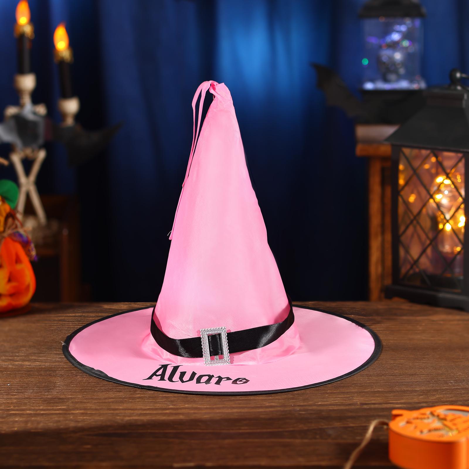 Personalized Halloween Lighted Witch Hat,Custom Name Halloween Party Hat,Glowing Witch Hats,Halloween Light Decoration Outdoor, Witchy Party