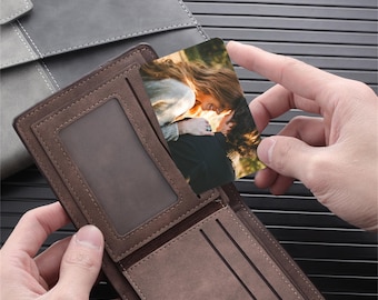 Inserto per portafoglio con foto in metallo personalizzato, carta per portafoglio in metallo incisa, regalo con foto personalizzata per lui, regalo di anniversario per il marito, regalo per lo sposo