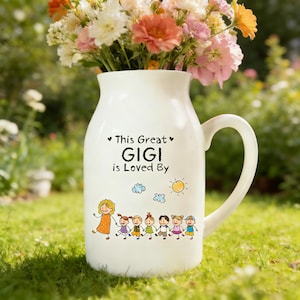 Custom Nana Flower Vase for Mother's Day, Personalized Gigi Vase with Grandkids, Gigi is Loved By, Gift for Grandma, Nana, Mimi