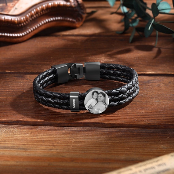 Personalized Mens Leather Bracelet daddy Bracelet With Kids Names custom Photo Engraved Bracelet mens Jewelry gift for Dad father s Day Gift Etsy Canada