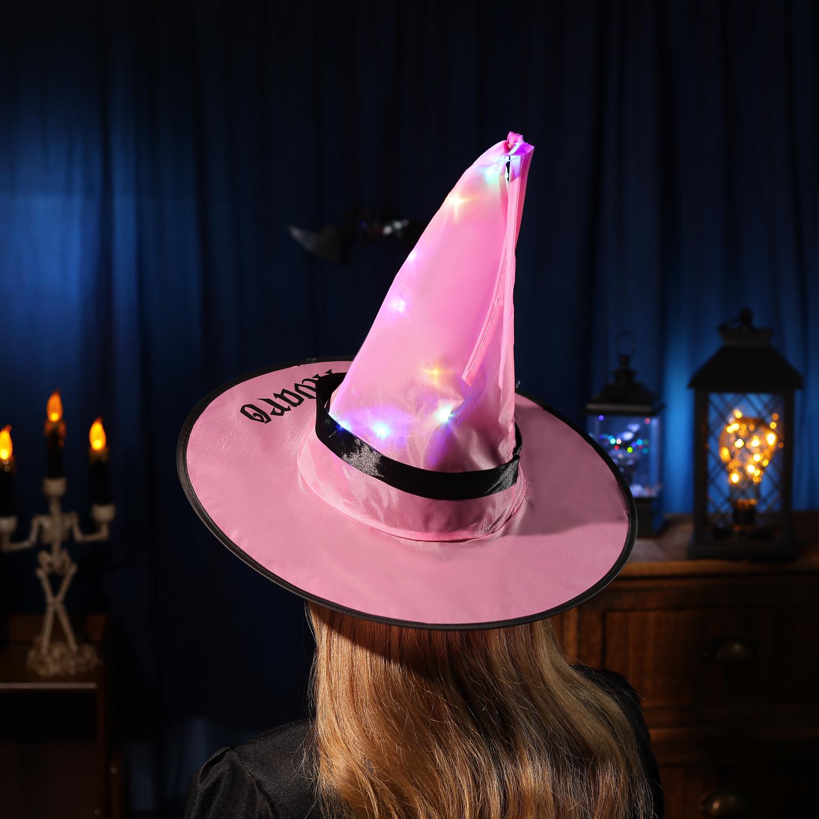 Personalized Halloween Lighted Witch Hat,Custom Name Halloween Party Hat,Glowing Witch Hats,Halloween Light Decoration Outdoor, Witchy Party
