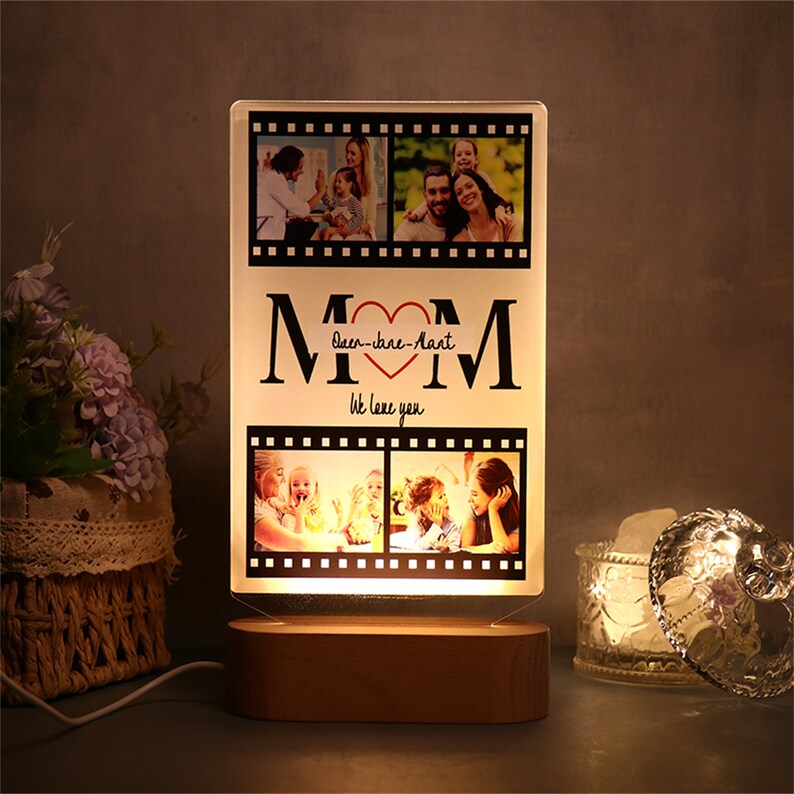 Cadeau de veilleuse photo pour maman, veilleuse photo personnalisée, lampe de nuit LED, cadeau personnalisé pour la fête des mères, décoration d'intérieur image 4