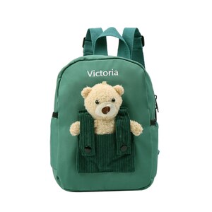 Personalised Baby Girls Backpack Cute Bear Plush Solid Color Baby Bag Custom Name Casual Backpack For Toddler Kids