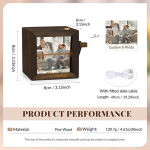 Custom Flip Book Photo Frame - Hand-Cranked Wooden Animation Memory Box With Light & Music | Personalized Gift For Birthday & Anniversary