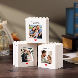 Personalized Foldable Brick Photo Block,Custom 5 6 8 Photos Block Puzzle,Fold-Out Puzzle Building Blocks, Wedding Keepsake, Anniversary Gift