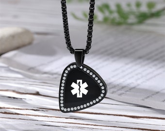 Custom Medical Alert Necklace for Women,Personalized Engraved Identification Emergency ID Necklace,Medical ID Jewelry