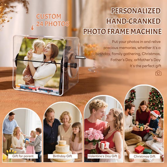 Personalized Gift Frame Custom Flipbook Photo Frame With Light Hand Cranked Animation B 641569