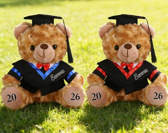 Personalisierter Abschluss-Bär 2026, benutzerdefinierte Abschluss-Teddybär mit Namen, Klasse von 2026 Geschenk, Vorschul-College-Grad-Gravur-Andenken