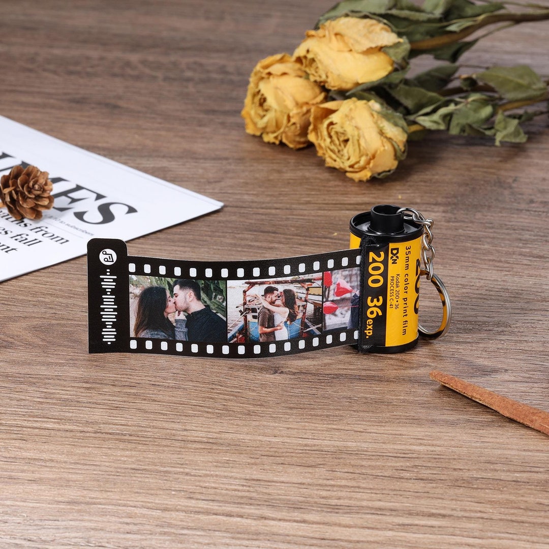 Personalized Photo Film Roll Keychain With Music Code, Custom 5-15 ...