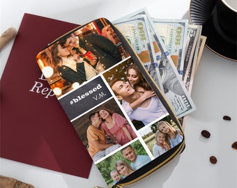 Color Print Photo Wallet for Women, Custom Picture Wallet for Mom, Leather Wallet for Mothers' Day Girlfriend Wife Gift