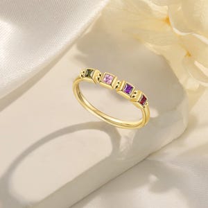 Personalized Family Birthstone Ring, Stackable Birthstone Ring,Birthstone Jewelry, Mother's Day Gift, Bridesmaid Gift, Birthday Gift For Her