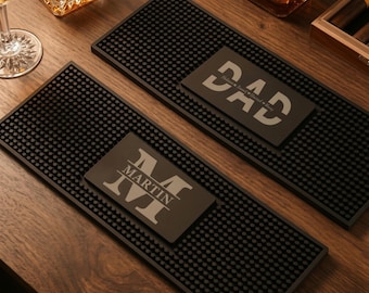 Personalized Name Bar Mat for Dad , Custom Logo Silicone Bar Runner, Non Slip Home Bar Decor, Christmas Gift for Husband