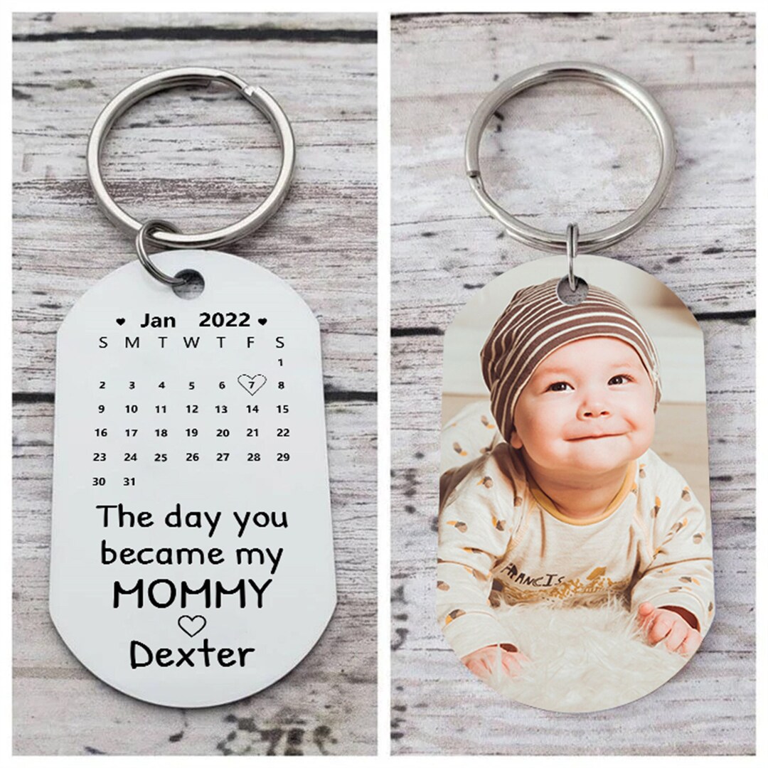 Personalized Photo Keychain,picture Keychain,the Day You Become My Mommy,custom Date Keychain ...