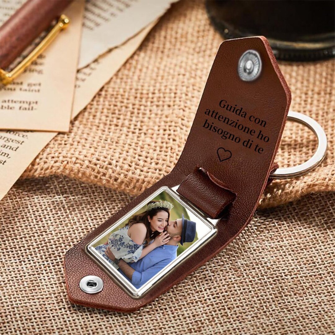 Personalized Leather Keychain With Photo and Text,custom Photo Keyring