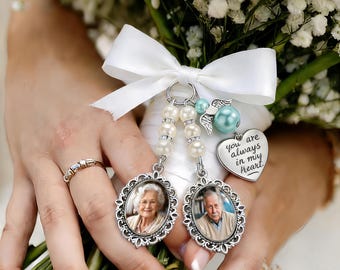 Benutzerdefinierte Brautstrauß Charme, personalisierte Erinnerungsfoto Pin für Braut oder Bräutigam, Hochzeit Erinnerungsgeschenk
