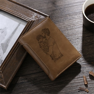 Portefeuilles photo personnalisés pour hommes, portefeuille en cuir personnalisé, portefeuille gravé, portefeuille pour hommes, cadeau pour petit ami, cadeau d’anniversaire de la fête des pères
