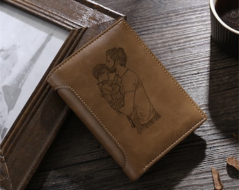 Portafogli personalizzati con foto per uomo, portafoglio in pelle personalizzato, portafoglio inciso, portafoglio da uomo, regalo per fidanzato, regalo di anniversario per la festa del papà
