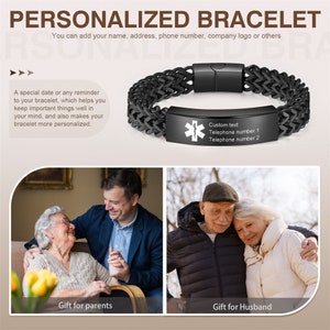Personalized Medical ID Bracelet Free Engraved Elastic Allergic Emergency Alert