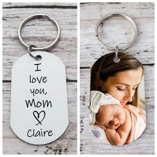 Personalized Mom Keychain,New Mom Gift From Baby,First Time Mom Gift,I Love you Mom,Custom Photo Keychain,Mothers Day Gift For Mother In Law