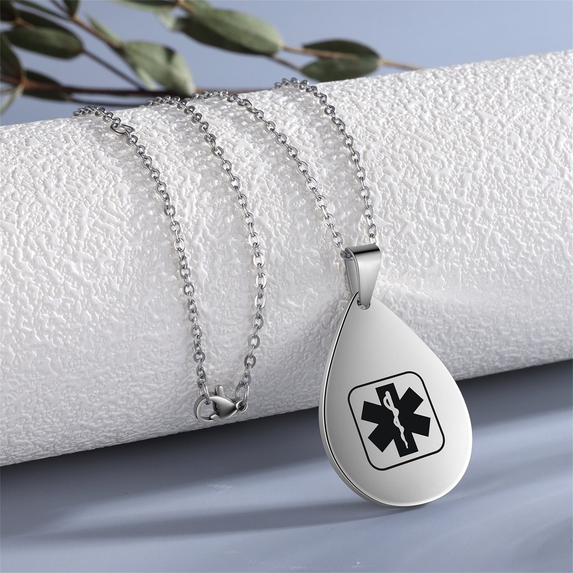Custom Medical Alert ID Necklace for Women Personalized Engraved ...