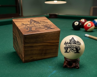 Custom Billiard Ball with Storage Box,Engraved Pool Cue Ball,Personalized Groomsmen Proposal,Billiard Player gift,Father's Day Gift for Dad