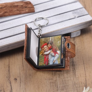 Mini porte-clés personnalisé pour album photo, porte-clés photo en cuir personnalisé, cadeau pour petit ami, cadeau pour petite amie, cadeau fait main, cadeau d'anniversaire