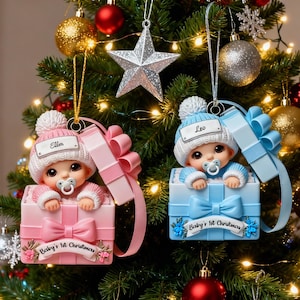 Personalized Baby's First Christmas Ornament, New Baby Ornament, 2D Flat Acrylic Keepsake, Gift for Boys & Girls