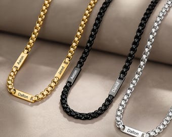 Collana personalizzata per papà con nome del bambino, collana personalizzata con incisione da 1 a 5 nomi, gioielli da uomo, regali per la festa del papà, regalo per il marito