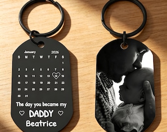 Personalized Photo Keyring for New Dad,The Day You Became My Daddy Keychain,First Time Daddy Keepsake,1st Father Day Gift