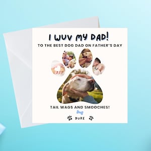 Vaderdag hond vader kaart van hond, gepersonaliseerde hond vader cadeau, pootafdruk cadeau, thuis afdrukken, Vaderdag van hondenkaart, uniek cadeau voor papa