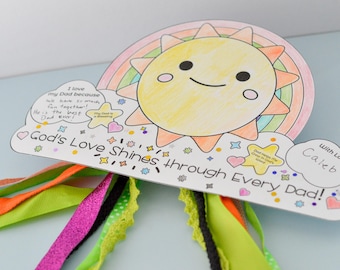 Mobile d'artisanat chrétien pour la fête des pères | Activité de coloriage pour l'école du dimanche (PDF)