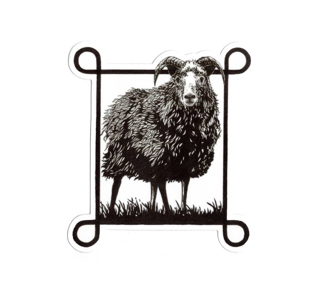 Hand Drawn Icelandic Sheep Vinyl Sticker. Pen and Ink Decal. Indoor ...